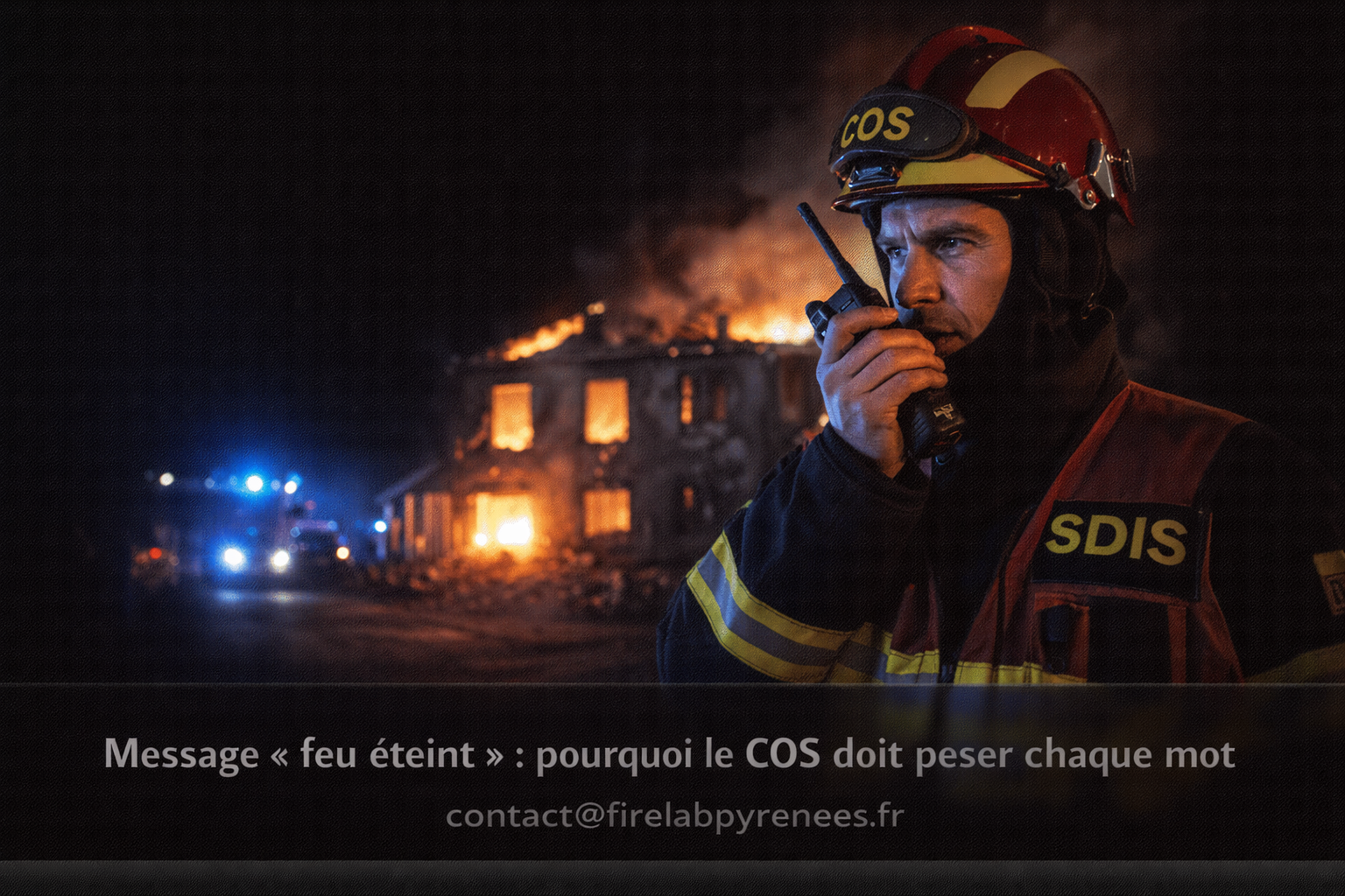 Message feu éteint COS pompiers — FireLab Pyrénées